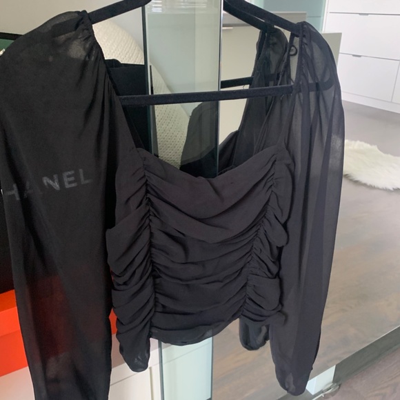 Dynamite Black Long Sleeve Blouse - Picture 4 of 4